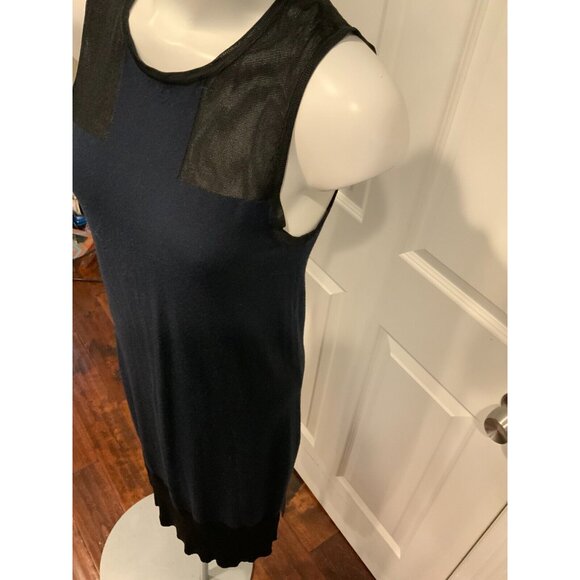 Rag & Bone Navy Blue Wool Knit Dress w/ Black Mesh Panels, Size XS - Picture 4 of 7